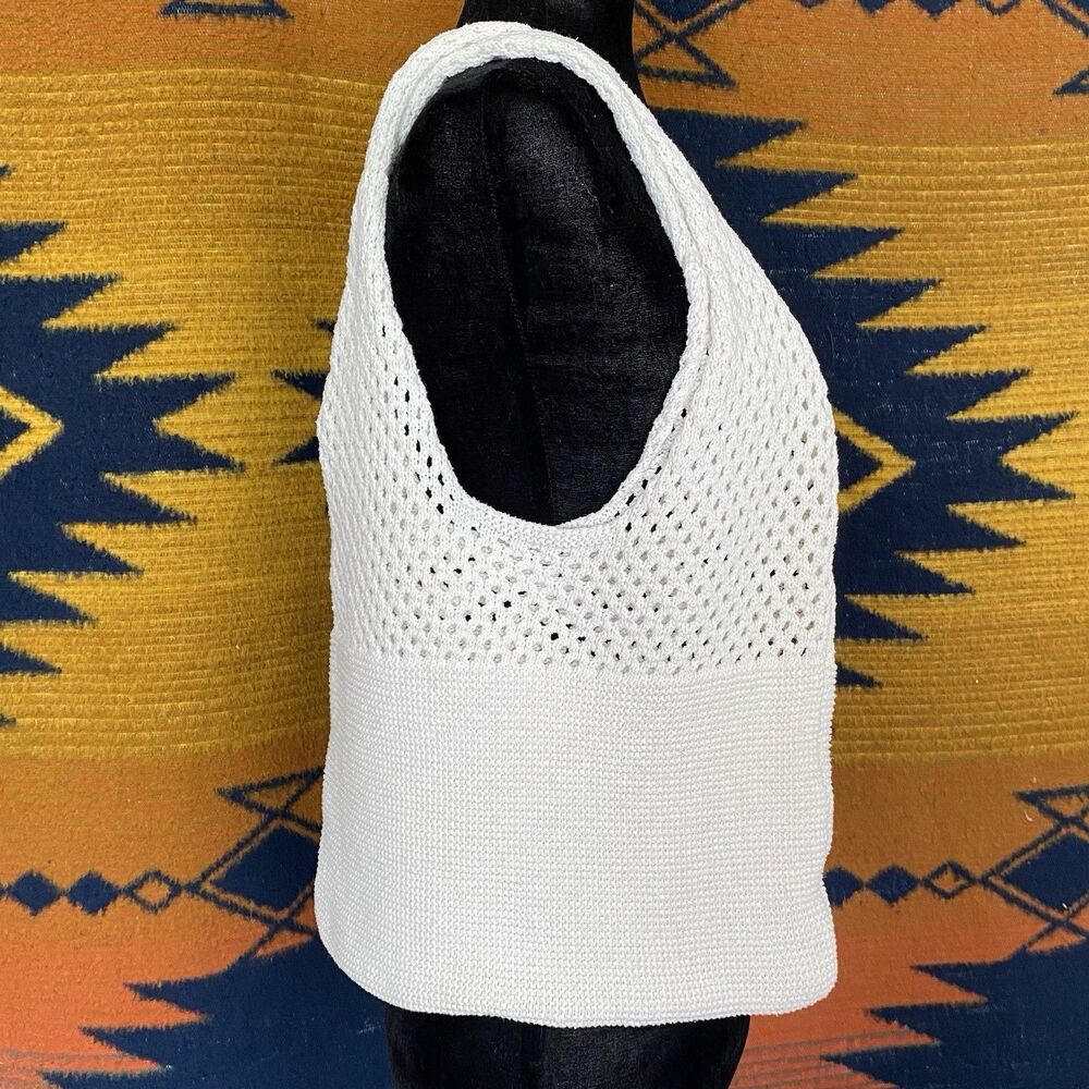 Y2K Knit Crochet Shoulder Bag. White. Boho Hippie Festival. 19”x15”. Summer.